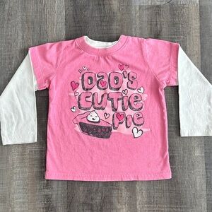 💞 Toddler Girls Size 4T Daddy’s Cutie Pie Long Sleeve Faux Layered Tee Shirt